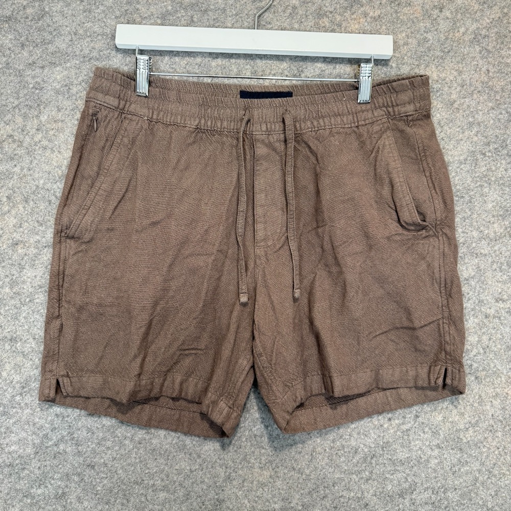 Abercrombie & Fitch Linen Blend Drawstring Shorts Mens Large Brown 6" Inseam